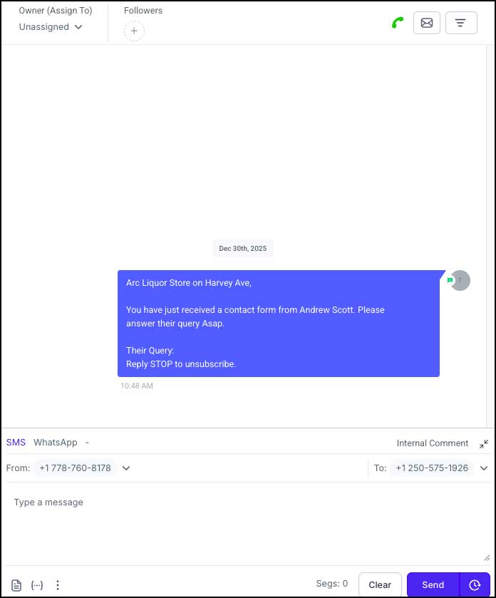 Store reply to customer inquiry